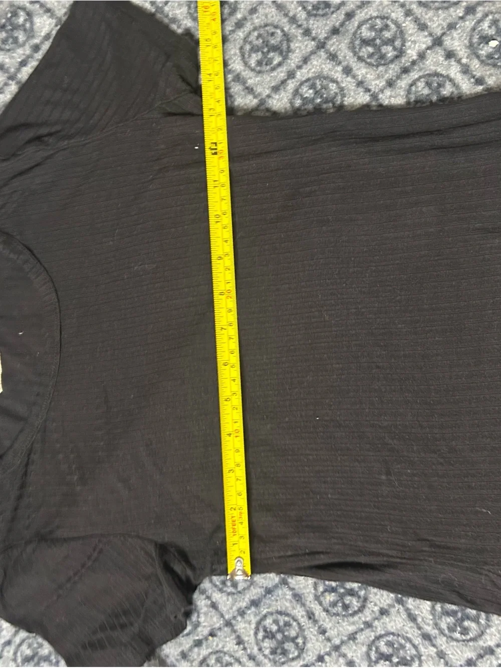 Black Ribbed Short Sleeve Women's Top - Classic Crewneck free people - Picture 3 of 5